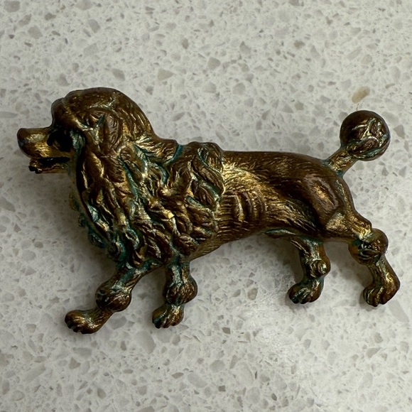 Antique Victorian Standard Poodle Brooch Pin Dog C Clasp Vintage RARE - Picture 2 of 6